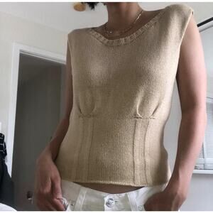 Max Mara Made In Italy Cotton Woven Y2K Knit Bustier Crop Top S